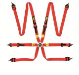 HARNESS FIRST 2 FIA 8853-2016 PULL UP - STEEL ADJ. RED