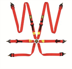 HARNESS FIRST 2 FIA 8853-2016 PULL UP - STEEL ADJ. RED