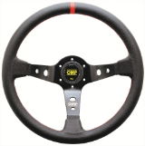 OMP Corsica Liscio Steering Wheel (Black Spokes, Red Stitching)