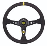 OMP Corsica Scamosciato Steering Wheel (Black Spokes, Yellow Stitching)